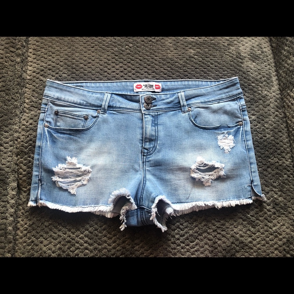 Distressed mid rise Cut Off Jean Shorts EUC size 13/14